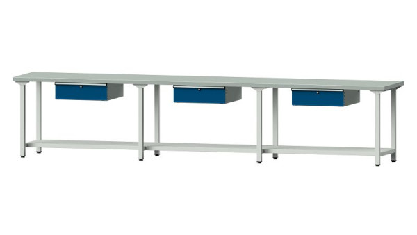 ANKE Werkbänke Arbeitstisch, Modell 103, 4050 x 700 x 840 mm, RAL 7035/5010, ZBP 40 mm, 400.544