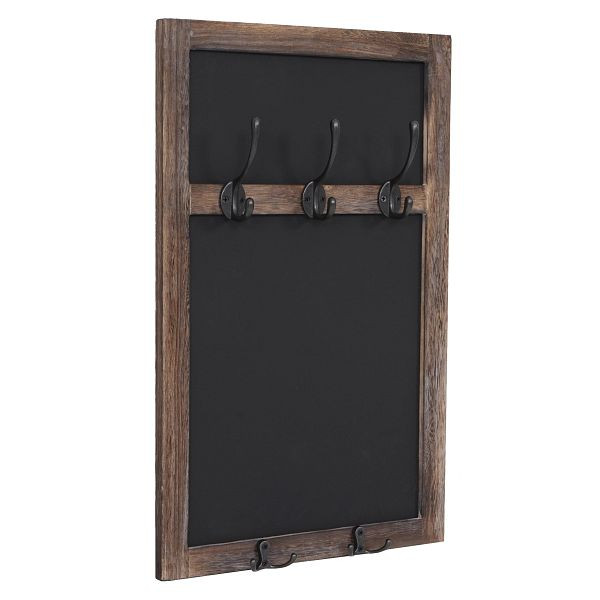 Mendler Wandgarderobe HWC-C51, Garderobe Kreidetafel Wandtafel, 5 Haken 55x34cm, braun, shabby, 61937