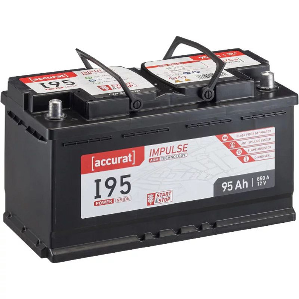 Accurat Impulse AGM I95 Autobatterie DIN L5 12V 95Ah 850A, ABA-I95