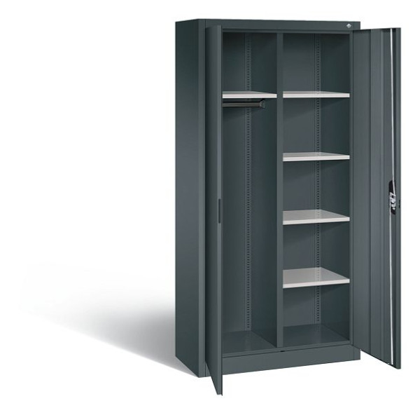 C+P Akten-/Garderobenschrank Acurado, H1950xB930xT400mm, Farbe: Anthrazitgrau, Muldengriff, 5 OH, 9260-30 S10409