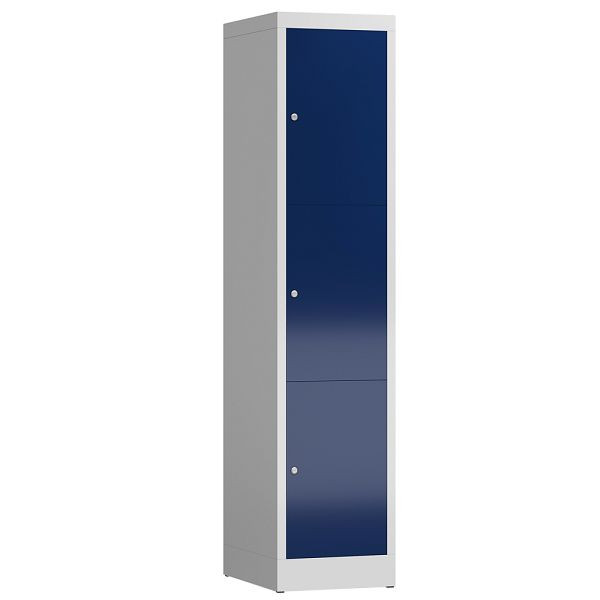 Lüllmann ClassiX Schließfachschrank, 1 Abteil, 3 Fächer, 1800 x 415 x 500 mm, lichtgrau/enzianblau, X-523311