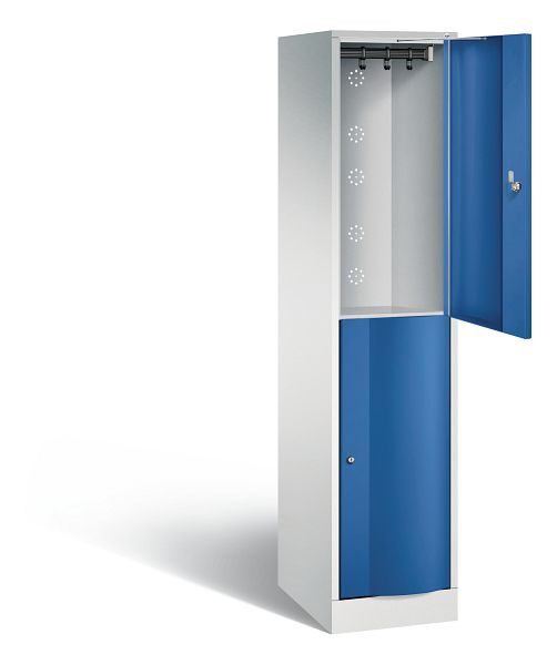 C+P Spind doppelstöckig Resisto, H1950xB396xT540mm, Farbe: Lichtgrau / Enzianblau, 8270-172 S10015