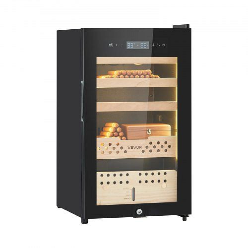 VEVOR Zigarren-Humidorschrank 70L (400 Stk.) mit Kompressorkühlung, Feuchtigkeits- & Temperaturregelung, Zedernholzregalen, DXQBSJYSJZL7O0ZUJ001V2