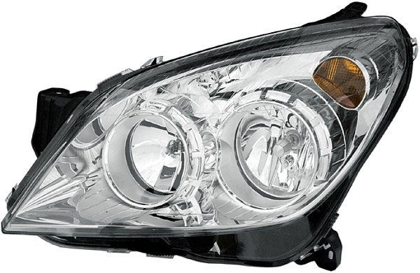 HELLA Halogen-Hauptscheinwerfer, für u.a. Opel Astra H (A04), chrom, ECE, für Linksverkehr, rechts, 1LG 270 370-641