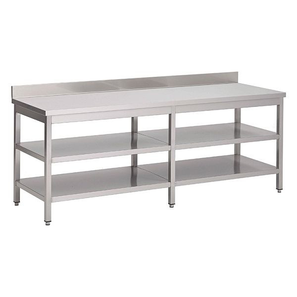 Gastro-Inox Arbeitstisch aus Edelstahl mit doppelter Grundboden, 800(L)x600(T)x880(H)mm, 301.342