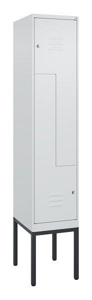 C+P Z-Spind Classic PLUS, Gestell, 2 Abteile, 2120x400x500mm, 7035/7035, Zylinderschlösser, 0800337-122 S10024