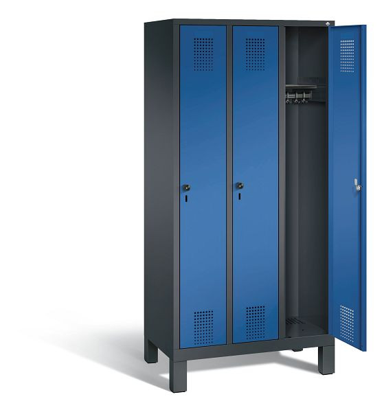 C+P Garderobenschrank Evolo, H1850xB900xT500mm, Farbe: Schwarzgrau / Enzianblau, 48010-30 S10026
