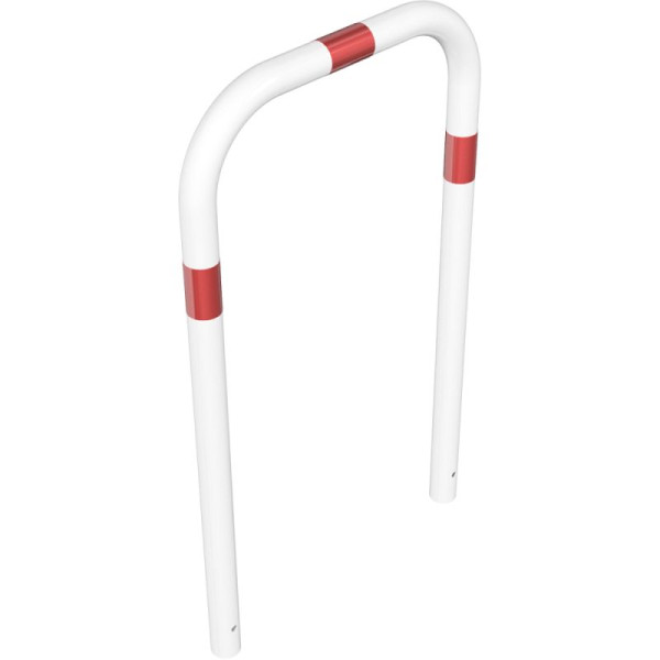 Stein HGS Anlehnbügel/Absperrbügel -Sylt-, 1200mm/800mm/700mm, weiß beschichtet mit rot reflektierenden Leuchtstreifen, Bügel: Ø 60 mm, 465.11b-wr