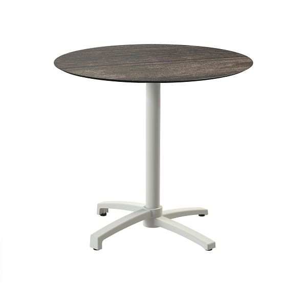 Feros X Cross Terrassentisch Sand gestell + Riverwashed Wood HPL Tischplatte Ø70 cm, 110091470