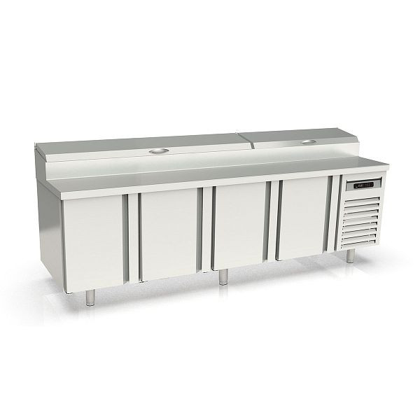 Vaiotec TOPLINE Belegstation 800 / 4-fach mit Türen, EN 60x40, Edelstahlaufsatz, GN 1/3, Breite: 2545 mm, 11598