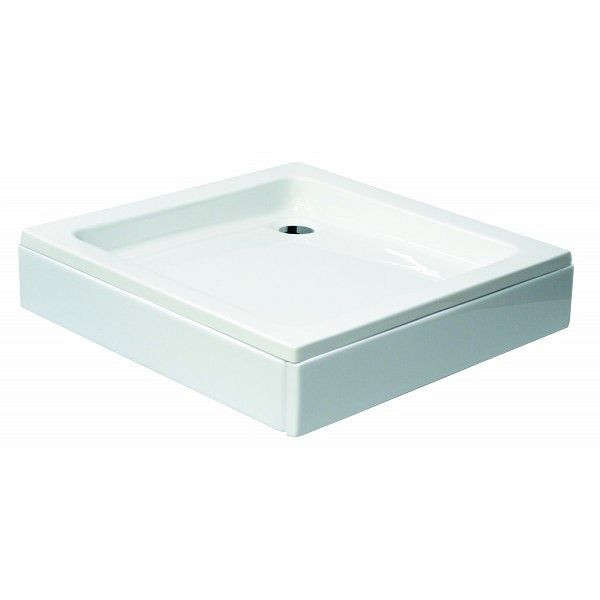 Sanotechnik Eck-Brausetasse BORA 80x80x14cm mit abnehmarer Schürze weiß, GS80