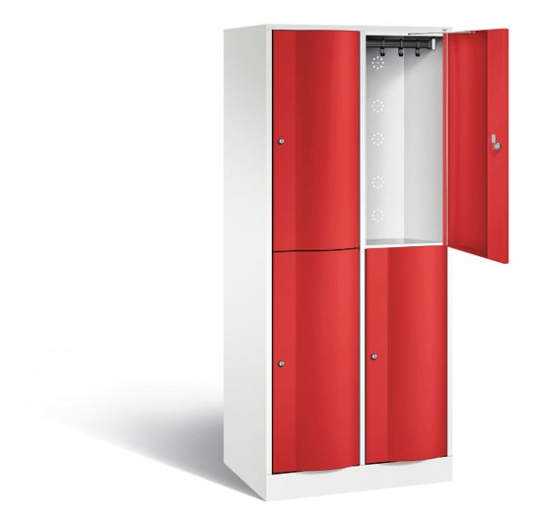 C+P Spind doppelstöckig Resisto, H1950xB772xT540mm, Farbe: Verkehrsweiß / feuerrot, 8270-272 S10181