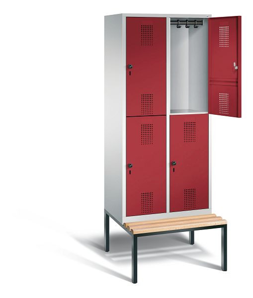 C+P Spind doppelstöckig Evolo, H2090xB810xT815mm, Farbe: Lichtgrau / Rubinrot, 48350-22 S10033