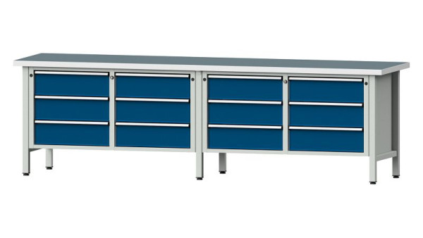 ANKE Werkbänke Kastenwerkbank, Modell 108 V, 2800 x 700 x 840 mm, RAL 7035/5010, UBP 40 mm, 301.452