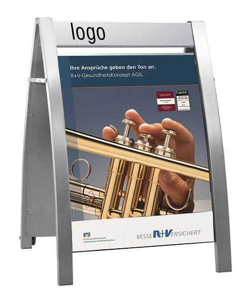 Kerkmann Plakatständer Boston II, B 720 x T 700 x H 1150 mm, alusilber, 44689714