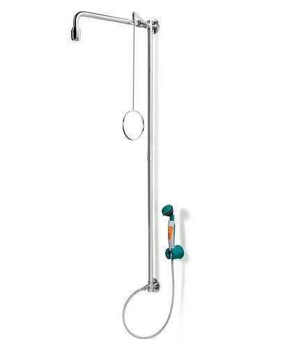 B-SAFETY Körperdusche mit Hand-Augendusche mit 1 Brausekopf, Edelstahl, Wandmontage, BR 863095/75 l, 305300