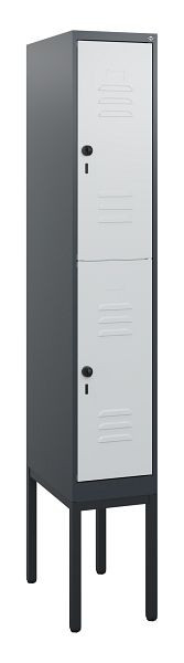 C+P Doppelstöckiger Spind Classic PLUS, Gestell, 1950x300x500mm, 7016/7035, Drehriegel, 0803305-10 S10013