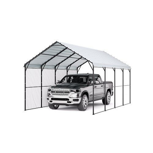 VEVOR Zeltgarage 3,6x6x3,15 m, Carport mit Stahlrahmen & Dach, Autozelt mit abnehmbaren Seitenwänden für Auto, Boot & Traktoren, ZXCP12X20FT0J8A10V0
