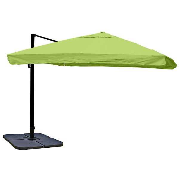 Mendler Gastronomie-Ampelschirm HWC-A96, Sonnenschirm, 3x3m (Ø4,24m) Polyester/Alu 23kg, Flap, grün mit Ständer, 138982+31831