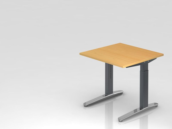 Hammerbacher Schreibtisch C-Fuß 80x80cm Buche/Graphit (Poliert), Rechteckform, VXB08/6/GC