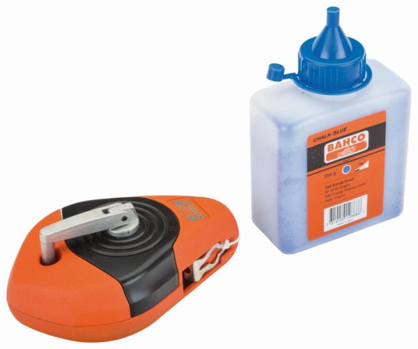 Bahco Set aus Schlagschnur CL-1441, blauem Kreidepulver CHALK-BLUE und einer kleinen Wasserwaage 466-LINE, CL-1441-SET