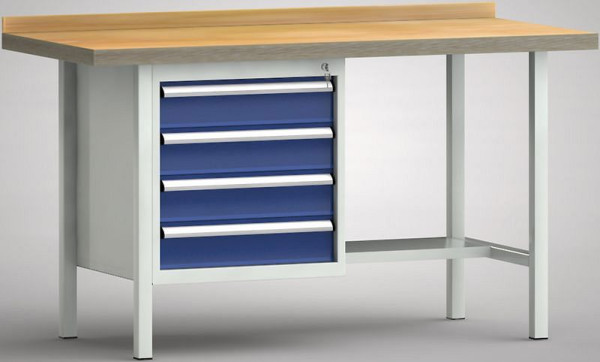 KLW Profi-Werkbank - 1500 x 700 x 905 mm L x T x H (ERGO-Version), links 125EA/125EA/125EA/125EA, WP118E-1500M45-E7029