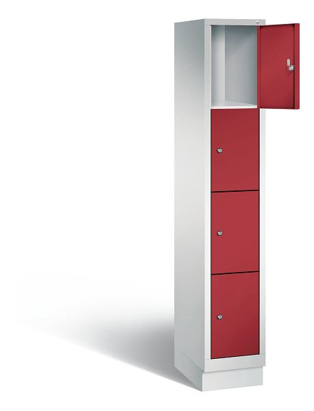 C+P Schließfachschrank Evolo, H1800xB320xT500mm, Farbe: Lichtgrau / Rubinrot, 48020-104 S10083