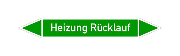 Schilder Klar Rohrleitungskennzeichen Heizung Rücklauf, 100x15 mm Folie selbstklebend, 101433/60