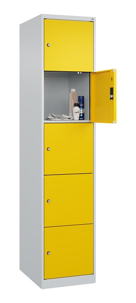 C+P Schließfachschrank Evolo PLUS, 5 Fächer, 1850x400x500mm, 7035/1023, 049000-125 S10001