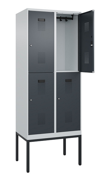 C+P Doppelstock-Spind Evolo PLUS, Gestell, 4 Fächer, 2120x800x500mm, 7035/7016, Zylinderschloss, 0493307-22 S10039