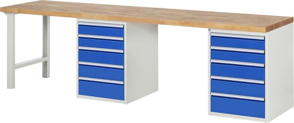 RAU Werkbank Serie 7000 - Baukasten-Bauweise, 2 Unterbau-Container (5x Schublade), 3000x840x700 mm, 03-7513A8-307B4S.11