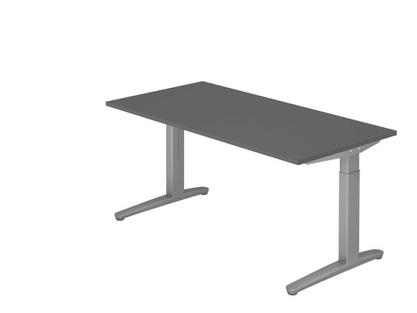 Hammerbacher Schreibtisch C-Fuß 160x80cm Graphit/Silber, Rechteckform, VXB16/G/SS