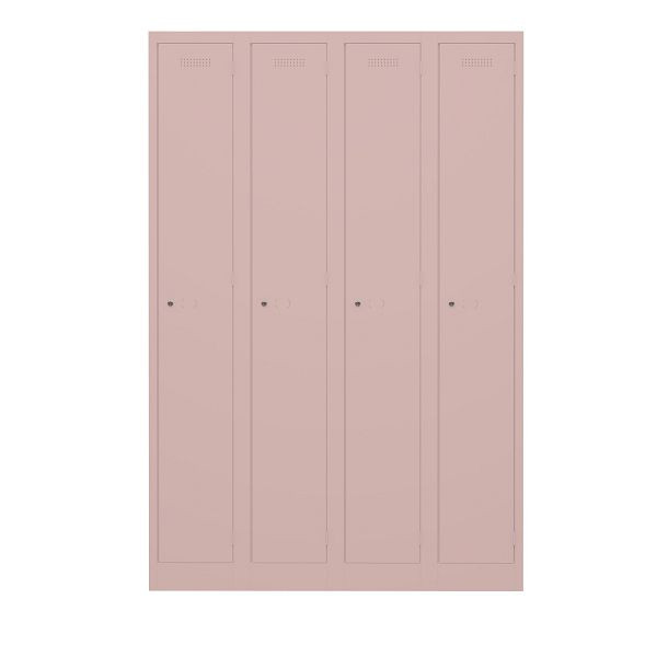 Bisley Garderobenschrank Primary Locker, 4 Abteile, 620 pastellpink, PL3050Q1620