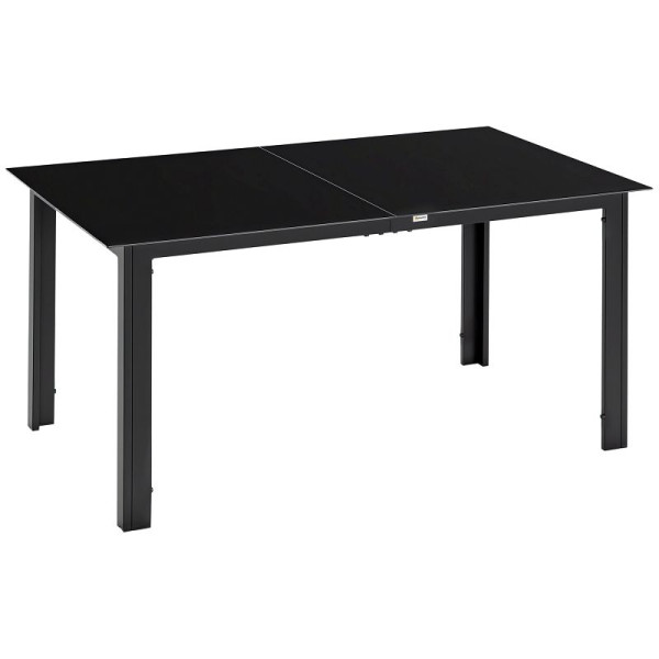 Outsunny Gartentisch für 6 Personen, wetterbeständig, gehärtetes Glas, Terrassentisch, 150 x 90 x 74 cm, Schwarz, 84G-097V00BK