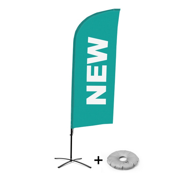 Showdown Displays Beachflag Alu Wind Komplett-Set Neu Türkis Englisch Kreuzständer, BFAW310-CB30-WB-I80