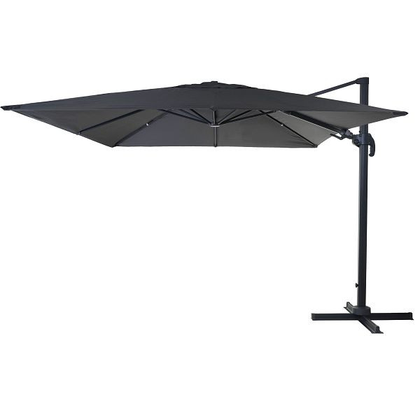Mendler Gastronomie-Ampelschirm HWC-A96, 3x3m (Ø4,24m) schwenkbar, Polyester Alu/Stahl 23kg, anthrazit ohne Ständer, drehbar, 158542+122472