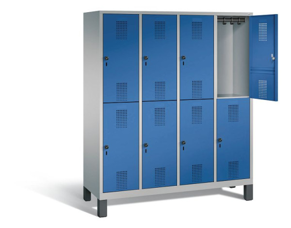 C+P Spind doppelstöckig Evolo, H1850xB1590xT500mm, Farbe: Weißaluminium / Enzianblau, 48310-42 S10271