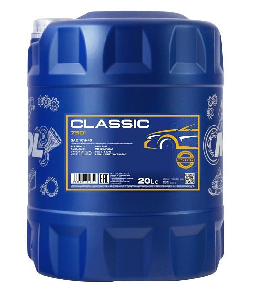 MANNOL HC-Synthese-Motoröl 7501 Classic 10W-40, VE: 20 l, MN7501-20