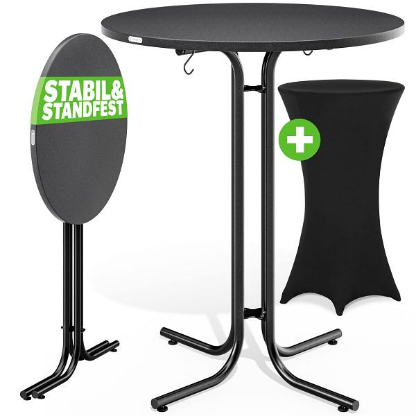 casaria Stehtisch Grau 110x70cm + Husse Schwarz Ø70cm, 997449