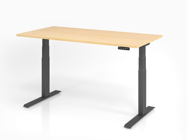 Hammerbacher Schreibtisch XDKB16, 160 x 80 cm, Platte: Ahorn, 25 mm dick, ABS-Dickkante, Rechteckform, Graphit, VXDKB16/3/G