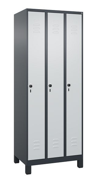 C+P Umkleidespind Classic PLUS, Füße, 3 Abteile, 1950x750x500mm, 7016/7035, Drehriegel, 080010-39 S10013