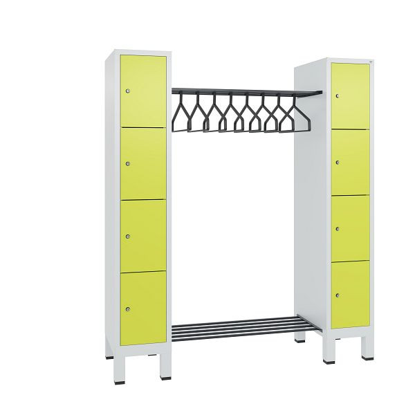 C+P Garderobe Evolo, 8 Fächer, H1850xB1591xT500 mm, Lichtgrau/Viridingrün, 48408-00 S10254