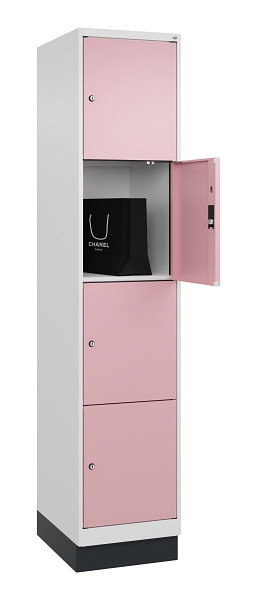 C+P Schließfachschrank Evolo PLUS, mit Sockel, 4 Fächer, 1950x400x500mm, 9016/30, 049020-124 S10018