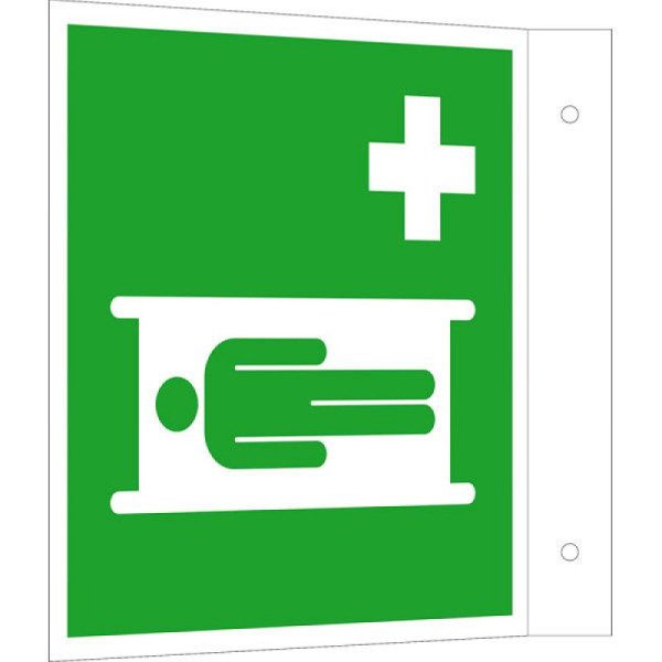 Stein HGS Rettungsschild als Fahnenschild Krankentrage, 200 x 200 mm, 15.a3927