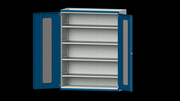 ANKE Werkbänke Schwerlastschrank, Modell 301, 1485 x 630 x 1950 mm, Sichtausschnitt aus Plexiglas, RAL 7035/5010, 620.281