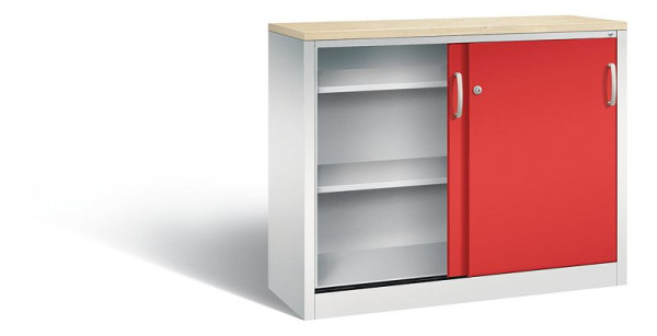 C+P Sideboard mit Schiebetüren Acurado, H1000xB1200xT400mm, Farbe: Lichtgrau / feuerrot, Bügelgriff, 2046-00 S10266
