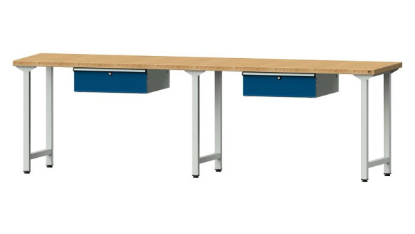 ANKE Werkbänke Arbeitstisch, Modell 93, 2800 x 700 x 840 mm, RAL 7035/5010, BMP 40 mm, 400.416