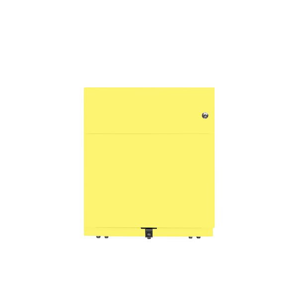 Bisley Rollcontainer Note™, 2 Schubladen, Tiefe 775 mm, Griffleiste, 641 zinkgelb, NWA79M7BF641