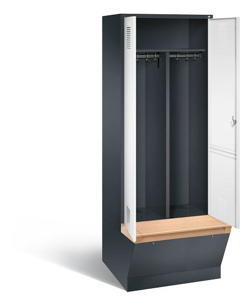 C+P Schwarz-Weiss-Spind Evolo, H2090xB810xT815mm, Farbe: Schwarzgrau / Verkehrsweiß, 48056-22 S10169