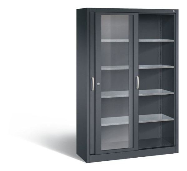 C+P Schiebetürenschrank Acurado, H1950xB1200xT400mm, Farbe: Schwarzgrau, Bügelgriff, 2049-055 S10031